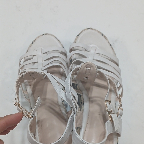 Cream Wedge Sandals Sz41 Fits Size 10 New Without Tag Or Box - Picture 4 of 6